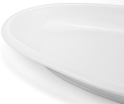 Yesland 2 Pack 16" Porcelain Large Oval Serving Plates, White Oval Serving Platters Dishes for Serving Food, Appetizers, Dessert, Meat, Sushi, Fish, Party