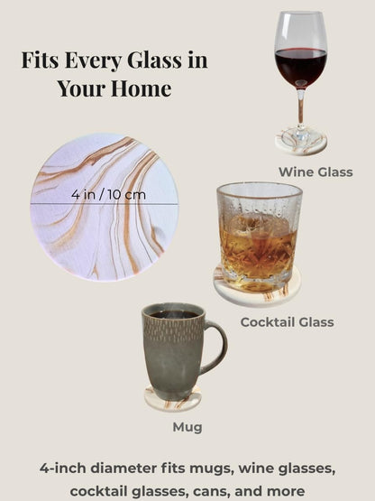 Zelora Absorbent Stone Coasters Set of 6 with Holder – Diatomite Drink Coasters for Cups & Table Protection, Modern Coffee Table, Office Desk & Bar Decor, Outdoor Patio Use, Gift-Ready