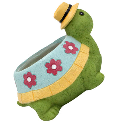 Lurrose Resin Turtle Succulent Planter with Drainage Cute Cartoon Small Flower Pot for Indoor and Outdoor Garden Decor Decorative Plant Holder for Desk Windowsill Bookshelf