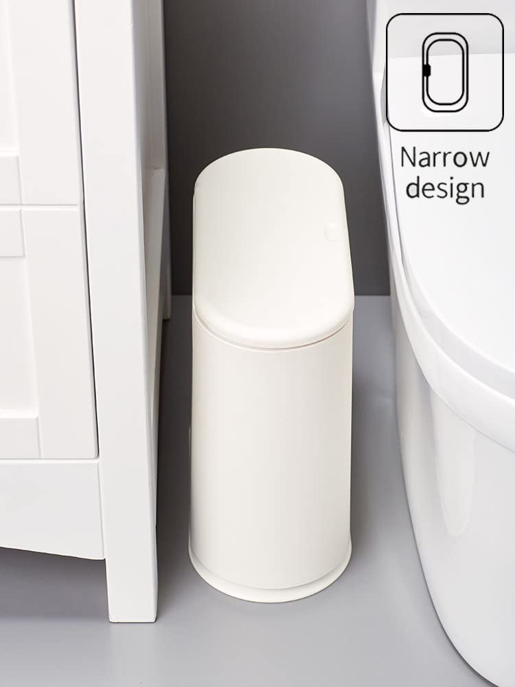 Baosia Black Slim Rectangular Plastic Trash Can with Press Type Lid,12 Liter / 3.2 Gallon Narrow Trash Bin with Pop-up Lid for Toilet,Bedroom,Bathroom,Office,Kitchen,Powder Room