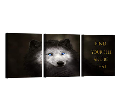 3 Panels Wolf Picture Motivational Wall Art Inspirational Canvas Painting Pictures Modern Entrepreneur Quotes Posters Prints Artwork for Home Office Decor House Decorations Class Room School to Hang