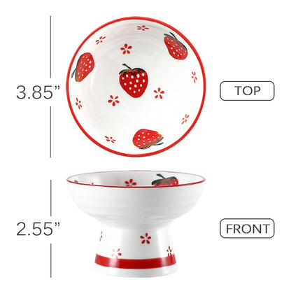 Kelendle Ceramic Footed Bowl Round Pedestal Bowl Decorative Fruit Bowl Holder Dessert Display Stand Serving Fruit Tray for Kitchen Counter Centerpiece Strawberry