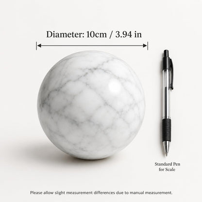 SIRIZEN-DIVING Large Natural Marble Decorative Sphere, 10 cm Solid Stone Ball for Coffee Table Centerpiece, Console Table and Shelf Decor