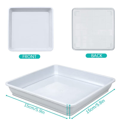 LNQ LUNIQI 10 Pcs 6 Inches Square Plastic Plant Saucer Flower Pot Bottom Seat Flower Pot Tray Thick Plastic Drip Tray for Garden Potted Water Drips and Soil （White）
