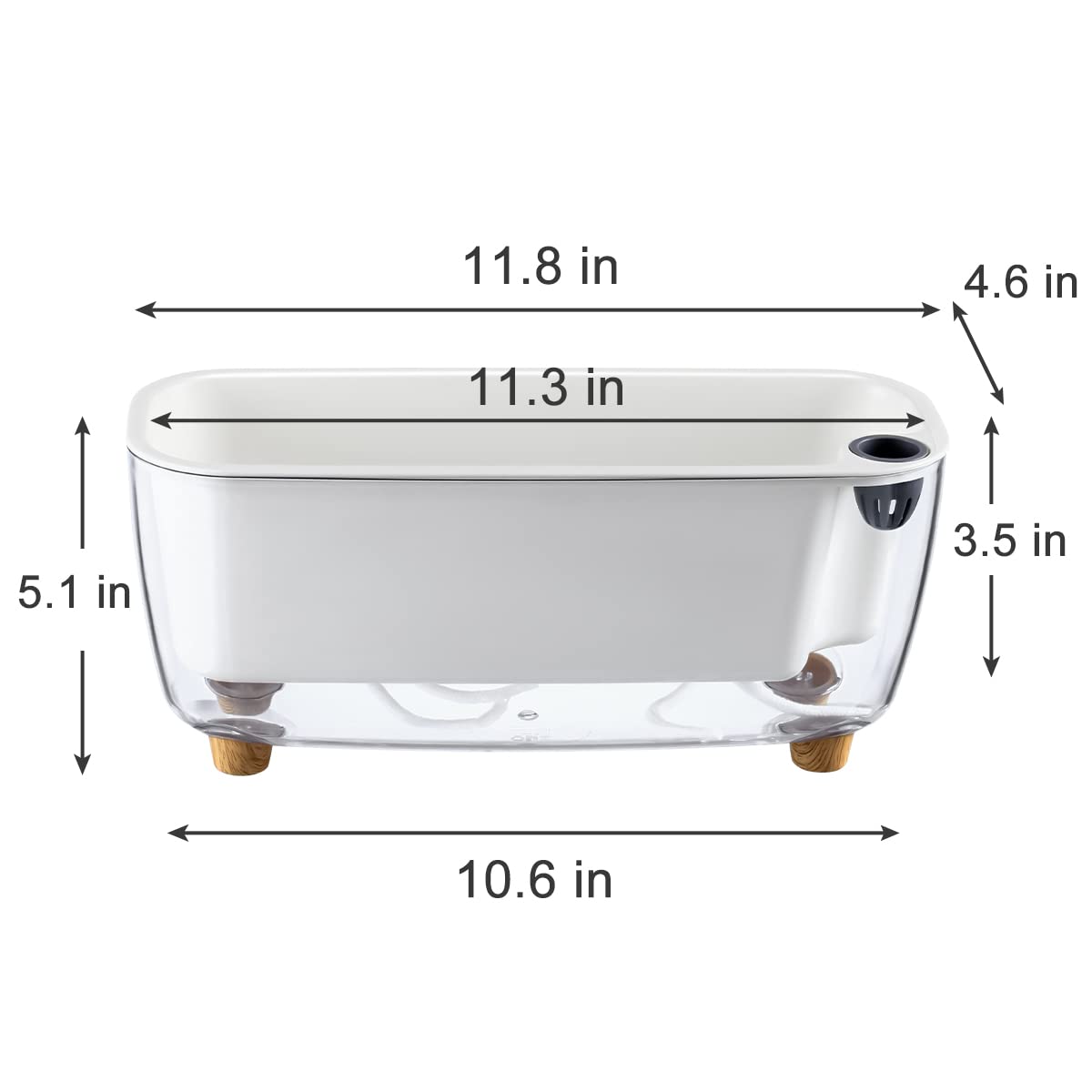 5 Pack Rectangular Planter 11.8 x 4.6 in Self Watering Planter Window Sill Planters Indoor Rectangle Planter Self Watering Pots Plastic Plant pots for African Violet Flower Orchid (Clear, 5)