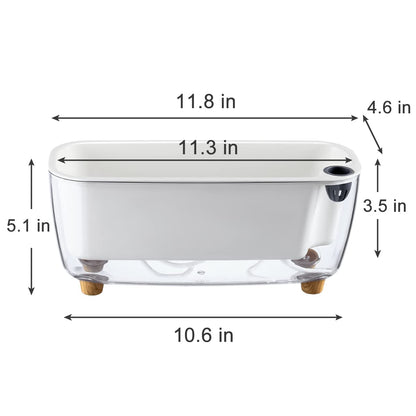 5 Pack Rectangular Planter 11.8 x 4.6 in Self Watering Planter Window Sill Planters Indoor Rectangle Planter Self Watering Pots Plastic Plant pots for African Violet Flower Orchid (Clear, 5)