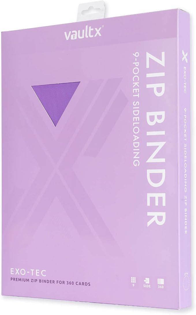 Vault X 4 Pocket Zip Binder, 160 Cards, Exo-Tec Material, 20 Side-Loading Pages (Purple)
