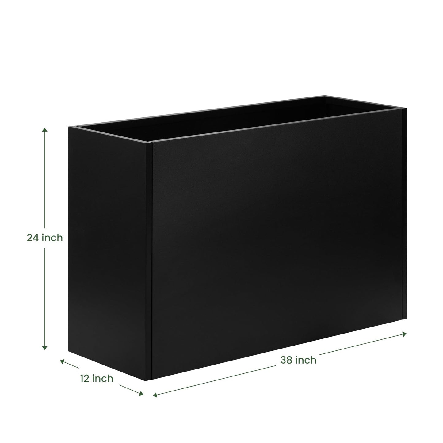 Talustool Heavy-Duty Black Rectangular Steel Planter Box 38”x12”x24”, Rust-Resistant with Drainage Holes, Removable Shelf & Reinforced Edges for Tall Plants, Patio, Porch & Yard