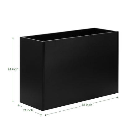 Talustool Heavy-Duty Black Rectangular Steel Planter Box 38”x12”x24”, Rust-Resistant with Drainage Holes, Removable Shelf & Reinforced Edges for Tall Plants, Patio, Porch & Yard