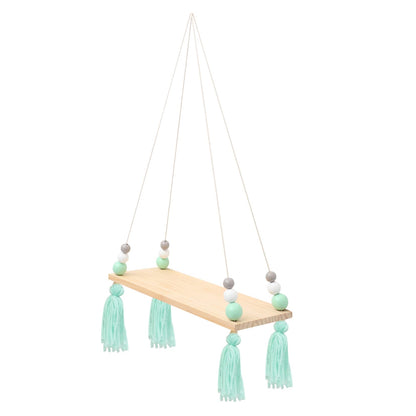 SOLUSTRE Plant Hanging Rack Wooden Bead Tassel Divider Decorative Wall Shelf for Decor