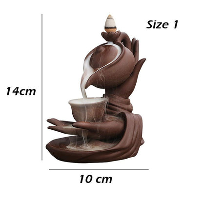 Buddha Hand Series Backflow Incense Burner Indoor Smoke Waterfall Incense Holder Creative Teapot Shaped Ceramic Incense Burner
