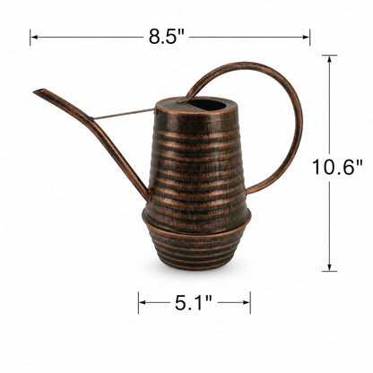 HORTICAN Small Watering Can, 0.3 Gallon/34oz., Copper, Galvanized, Indoor Water Can, Metal Watering Can with Long Spout, Plant Water Can for Indoor Plants