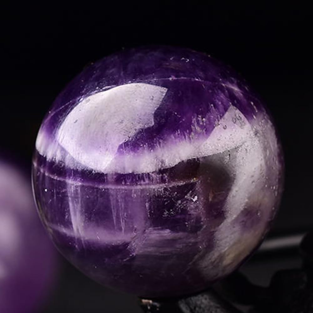 1.97-2.36inch/5-6cm Natural Amethyst Crystal Ball, Hand Polished Purple Quartz Sphere, Reiki Healing Decorative Sphere, Chakra Energy Stone Crafts, Feng Shui Home Desktop Ornament, Crystal Collectible
