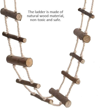 Pet Hamster Climbing Ladder, Parrot Nature Wood Long Climbing Ladders Squirrel Suspension Rope Bridge for Squirrel Hamster Totoro Sugar Gliders