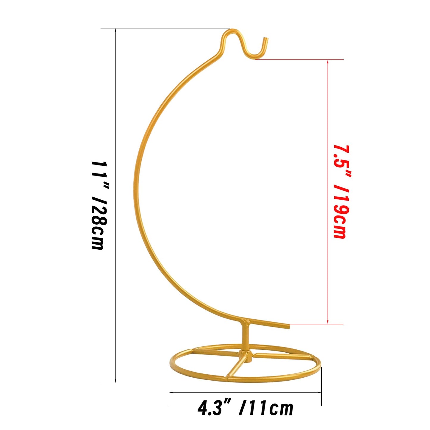 MADOCEGO Ornament Display Stand,Assembled Display Stand with Hook,Iron Pothook Stand for Hanging Glass Globe, Air Plant Terrarium, Home Wedding Decoration ( Gold )