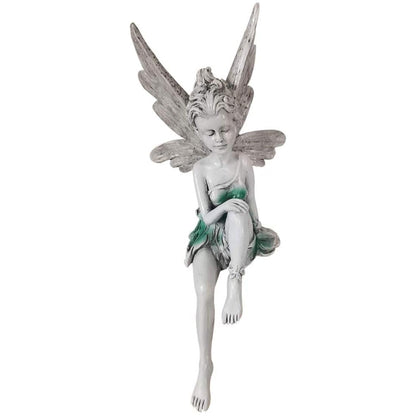 Romeeton Fairy Garden Ornaments, Flower Fairy Statue Decoration, Outdoor Fairy Tale Angel Sculpture for Landscaping Yard, Patio Garden (White)