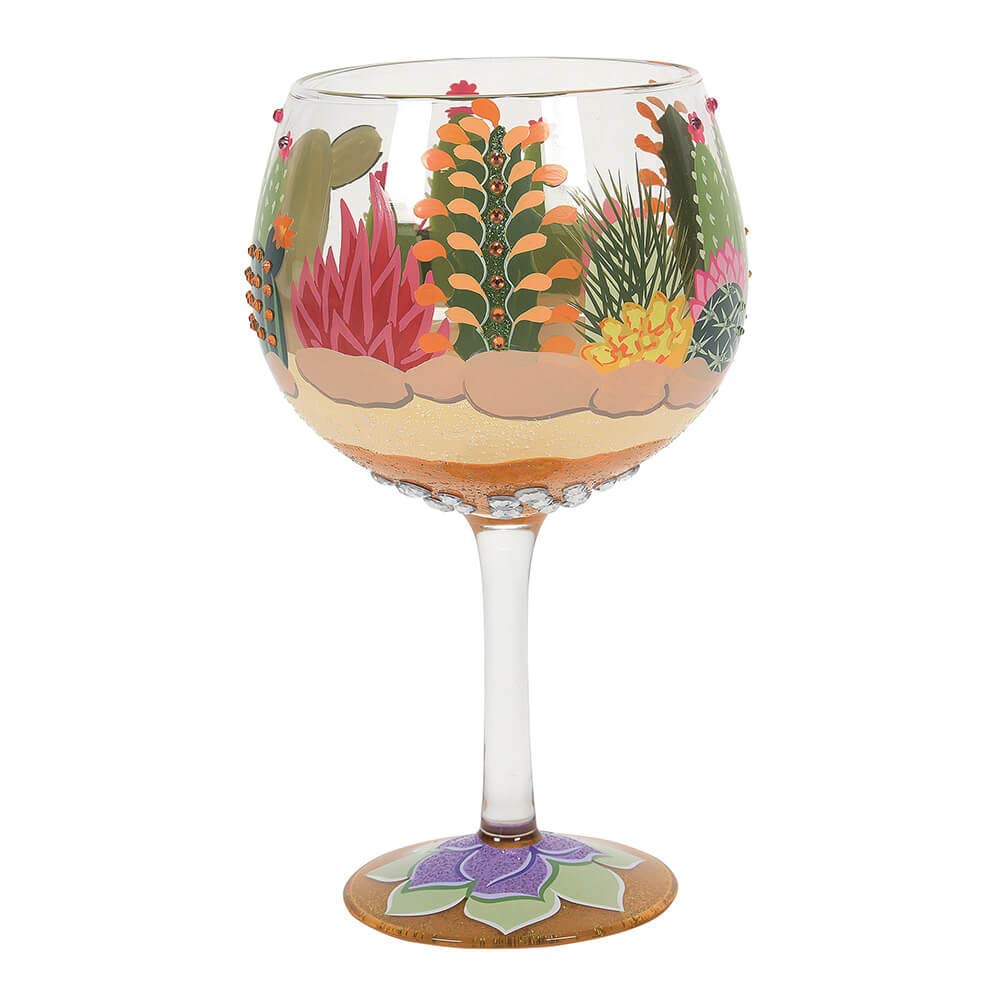 Enesco Designs by Lolita Desert Terrarium Copa Artisan Cocktail Glass, 24 Ounce, Multicolor