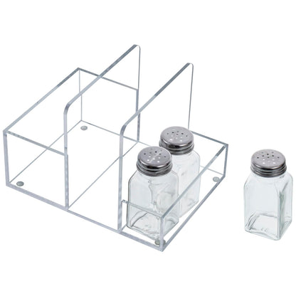MyGift 2-in-1 Acrylic Napkin Holder with Salt and Pepper Shakers, Metal Vintage Scrollwork Dinner Table Paper Towel Condiment Holder with Rustic Solid Wood Base (Premium Clear Acrylic)