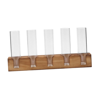 Gcljlmy Plant Terrarium Plant Propagation Station Planter Wooden Base Plants Glass Vase Unique Bud Vase 5 Glass Test Tubes Vase
