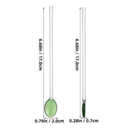 DOITOOL Glass Stirring Spoons Set of 6 Heat Resistant Long Handle Dessert and Coffee Spoons for Tea Espresso Cocktails 6.69 Inch Food Grade Material