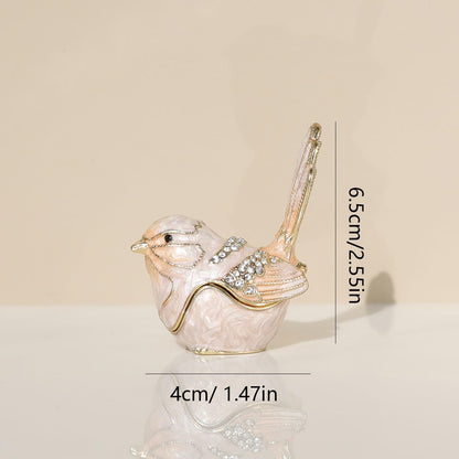 SIQIZHOU Bird Trinket Box Golden Crystal Enameled Hand-Painted Hinged Animal Jewelry Box, Elegant Home Decor & Unique Gift for Bird Lovers decor for home