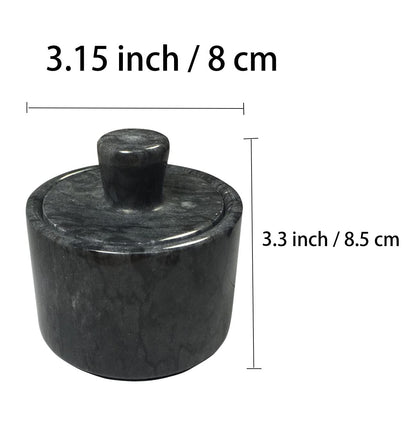 Marble Salt Cellars, Black Salt box With Cover, Salt Holder Storage Container for Counter, Kitchen Salt Container with
