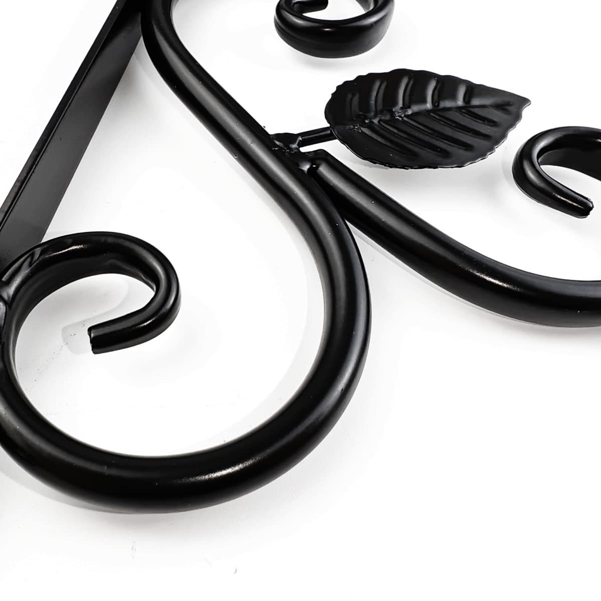 TIHOOD 2PCS Wall Hook Hanging Plant Brackets, Metal Plant Bracket Iron Wall Mount Leaf Black Hangers for Hanging Bird Feeders, Lanterns, Wind Chimes, Planters, Outdoor Decoration Hooks