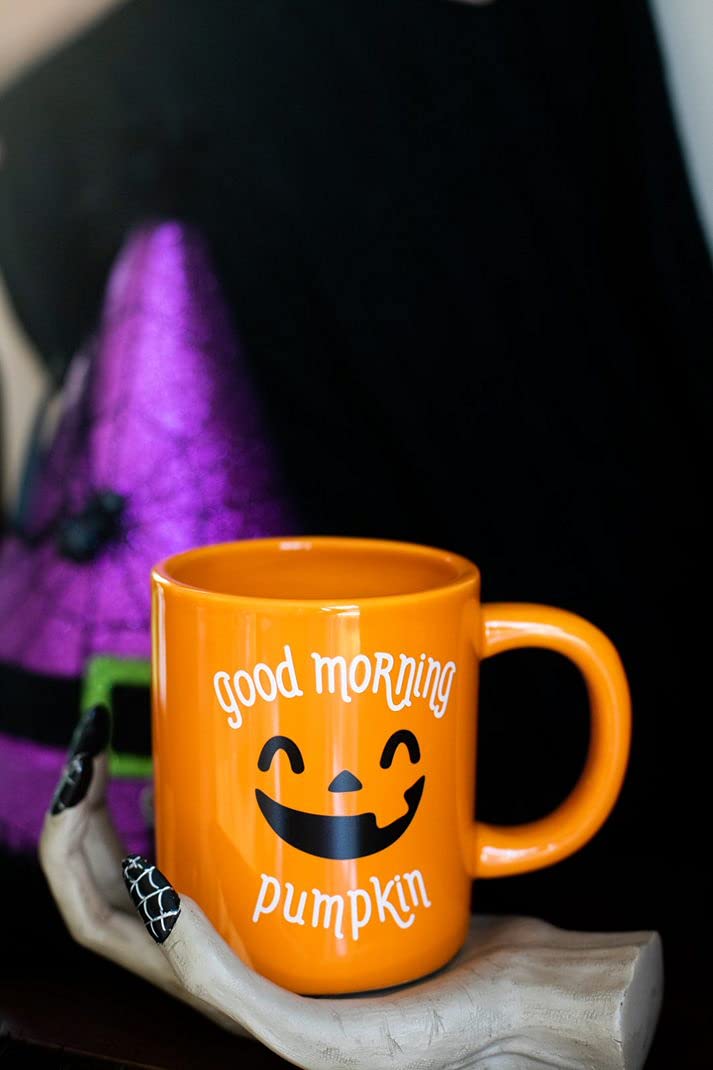 Pearhead Halloween Coffee Mug Set of 2 Fall Pumpkin Ghost Ceramic Cups 16oz Microwave Dishwasher Safe Autumn Gift