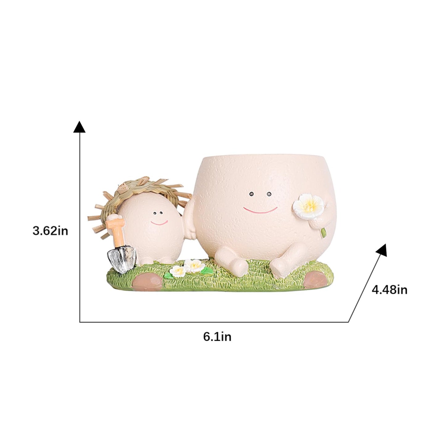 QIAOLY Cute Swing Resin Planter Pot with Drainage Cute Flower Pots for Succulents Plants Live Indoor Outdoor Planters for Houseplants Gift Large