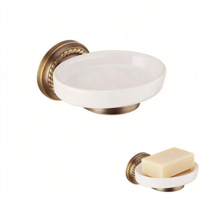 VOSAREA Ceramic Soap Holder Soap Tray Vintage Holder Wall-Mounted Dish Antique Luxury Dish for Shower Wall Rack for Bathroom