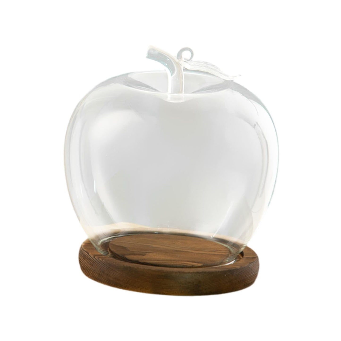 Clear Glass Dome Jar with Wooden Base Decorative DIY Flower Craft Tabletop Display Dia 3.5inch for Home Decor Valentine's Day, Coffee