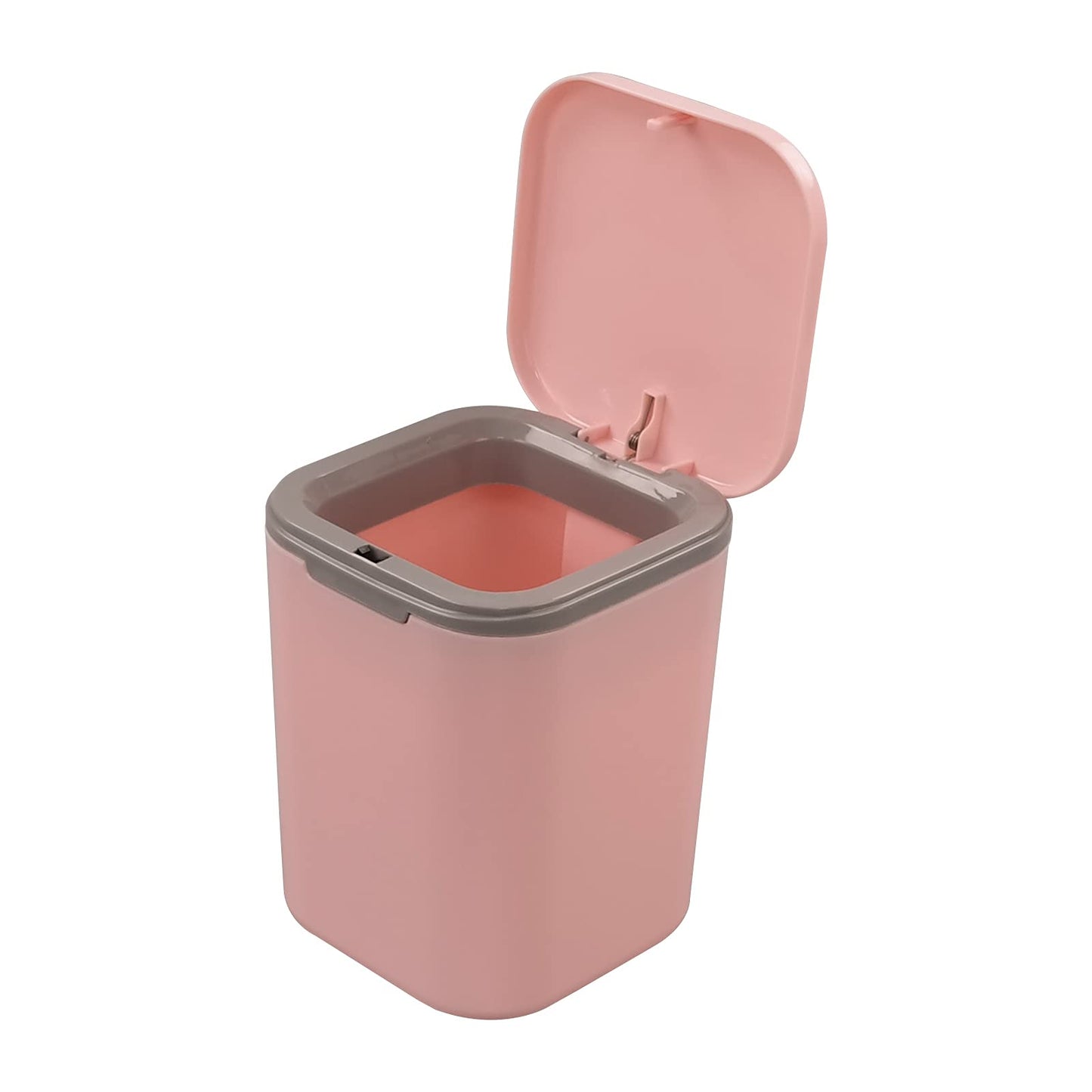 Morcte 0.5 Gallon Tiny Trash Can, Mini Desktop Garbage Can with Push Button Lid, Pink
