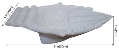Purpledip Marble Bowl 'Anjali Hands': Fill With Water or Flower Petals Or Use As Small Serving Platter (12470A)