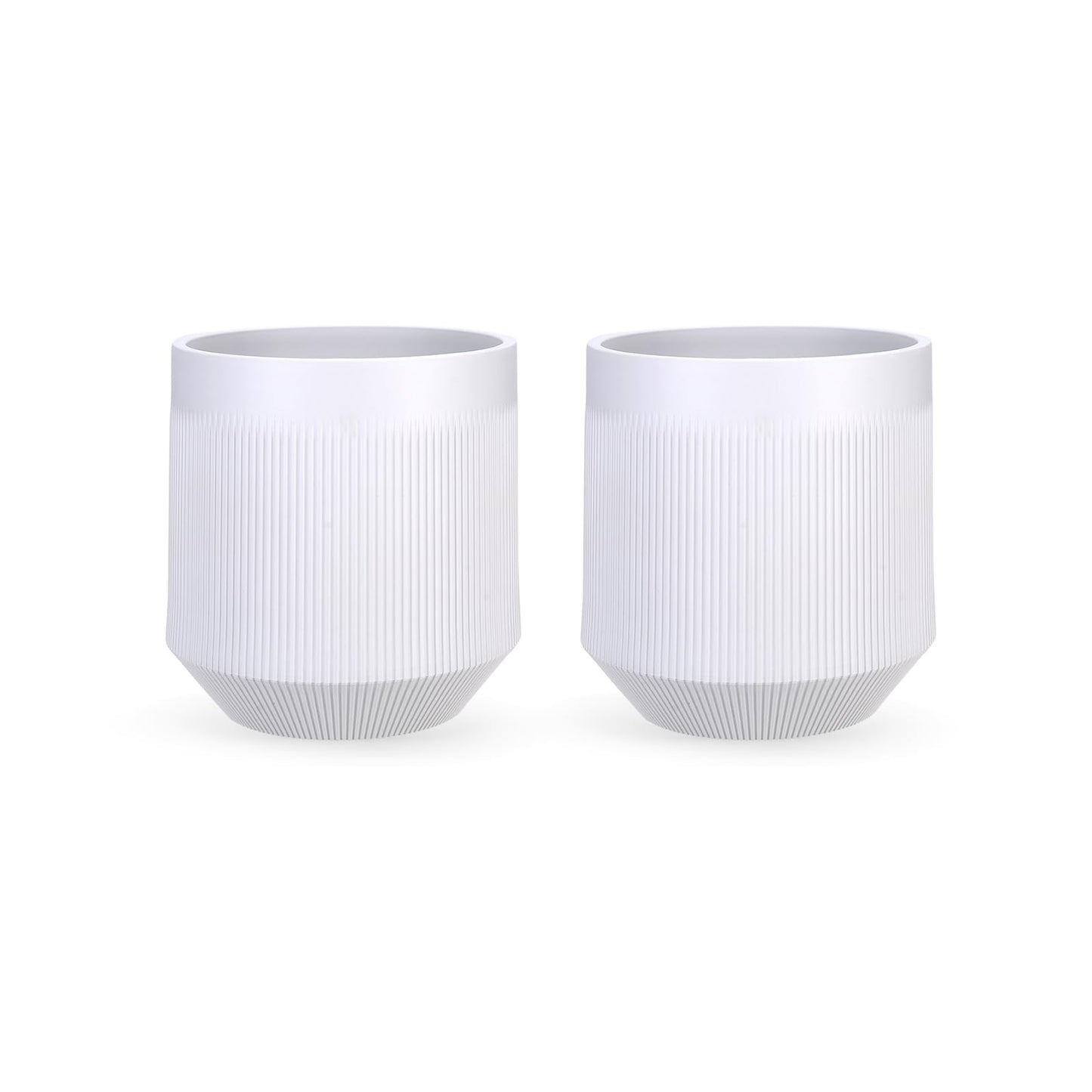 Yaghpy Plant Pots，Set of 2 Plastic Large Pots for Indoor Plants,Flower Pots Outdoor Planters with Drainage Hole and Seamless Saucer,(White 12Inches)