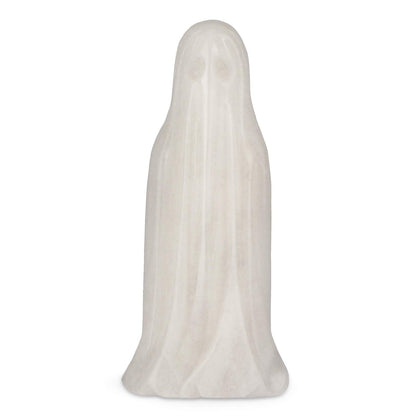 Artistone 3.0" White Jade Crystal Halloween Ghost Statue, Hand Carved Gemstone Ghost Figurine Healing Stone Sculpture for Carnival Party, Home, Office Decor