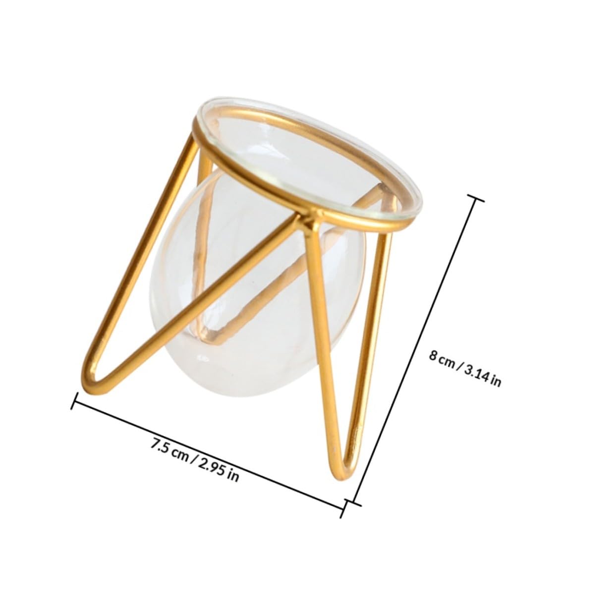 Unomor Glass Hydroponic Plant Vase with Gold Metal Stand Small Tabletop Flowerpot for Indoor Air Plants and Terrarium Décor for Home and Wedding