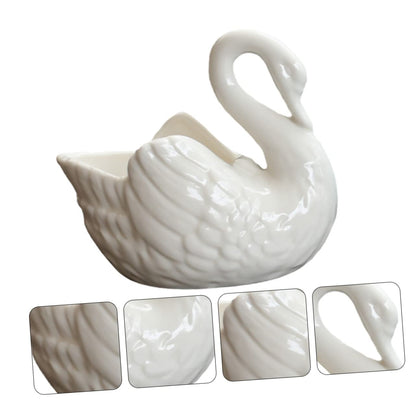 BCOATH White Swan Succulent Planter Pot - Household Plant Container - Decorative Succulents Pot Planter - Outdoor Decor - Animal Statue Ceramics Candle Holder - No Holes