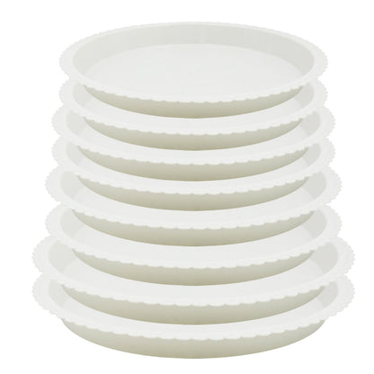 JAKOUE 4 Size Round lace Plant Saucer,6 Pack Pant Pot Trays, Plant Saucers for Indoors and Outdoors, Seed Starting Tray, Growing Trays,White（4",5",6",8"）