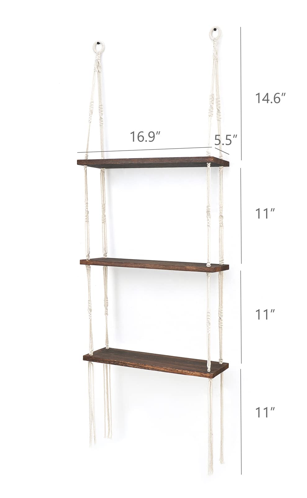 Mkono Macrame Wall Hanging Shelf Wood Floating Shelves with Cute Woven Rope Boho Room Decor Display Photos Plant Hanging Storage Shelves for Bathroom, Bedroom, Living Room, Nursery