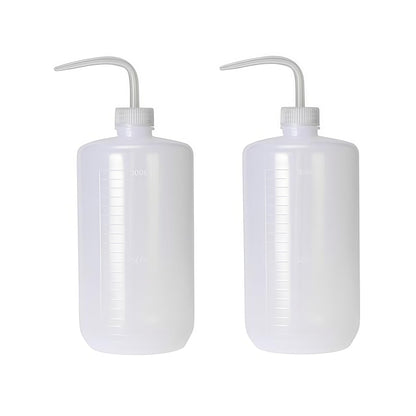 2-Pack 1000ml/34oz Clear Plastic Squeeze Tattoo Bottle with Scaled Narrow Mouth, Lab Squeeze Wash Bottle,Watering Tool for Gardening & Lab Succulent Watering