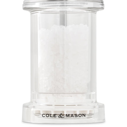 Cole & Mason 605 Refillable Spice Mill - Kitchen & Home Accessory - Salt & Pepper Grinder Set - Salt & Peppercorn Included - Acrylic - New Salt & Pepper Set 5.5"