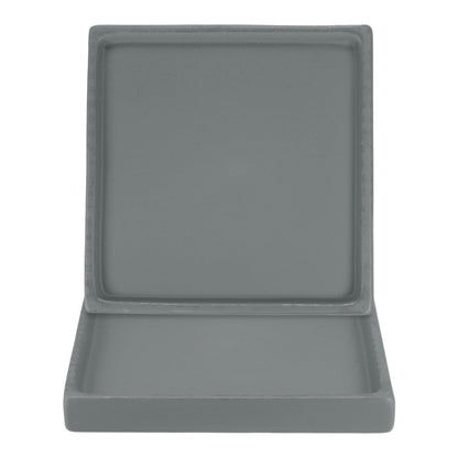 M METERXITY 2-Pack Ceramic Plant Saucer, 5 Inch Plant Water Catcher Tray, Plant Pot Saucers for Indoor/Outdoor Plants/Flower Drainage Drip Water Tray [Square Dark Gray]