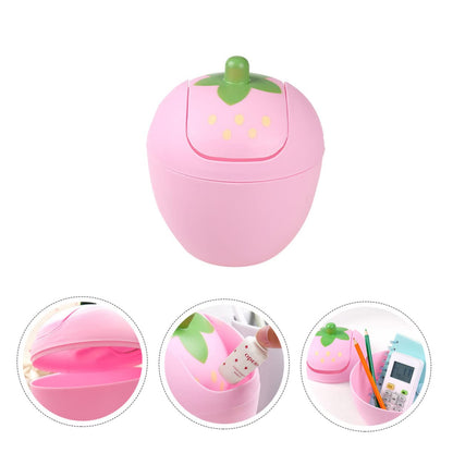NUOBESTY Mini Desktop Trash can with Swing Lid 6.49X5.70X5.70In Compact Plastic Waste Bin for Office Car Kitchen Countertop