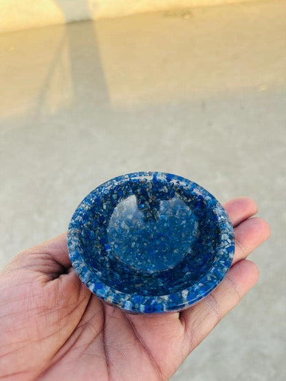 Lapis Lazuli Crystal Bowl Orgone Handmade for Cleansing, Charging, Smudging, Healing, Decoration or Gift - Crystals Holder 2.75-3 Inches