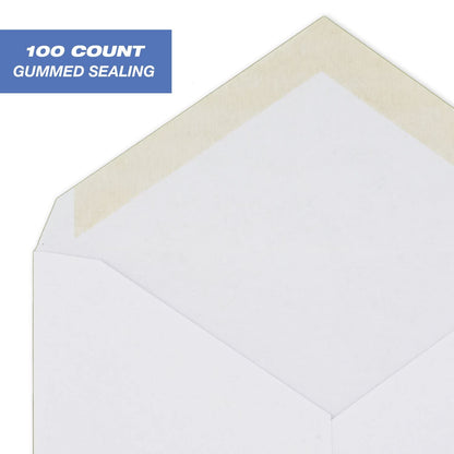 Mead A2 Invitation Envelopes, 4-3/8" x 5-3/4", Gummed Closure, White Woven Premium 24-lb Paper Mailing Envelopes, 100 Count (CO198)