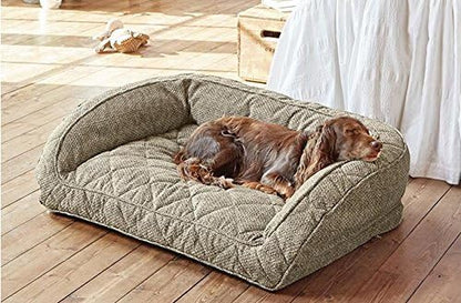 Orvis Comfort Fill-Eco Couch Dog Bed – Plush Three-Sided Bolster with Comfort Fill-Eco Cushion, Quilted Cover, Zip-Off & Machine Washable, Charcoal Chevron - Medium