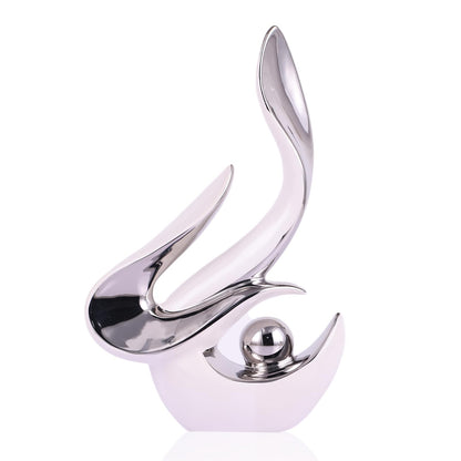 PlivBloom Silver Living Room Decor Table,Sculptures Home Decor,Modern Abstract Art,Dinner Table Centerpiece Decor,Ceramic Statue and Figurines Decorations Accent,Adorno Para Mesa Comedor(White Silver)