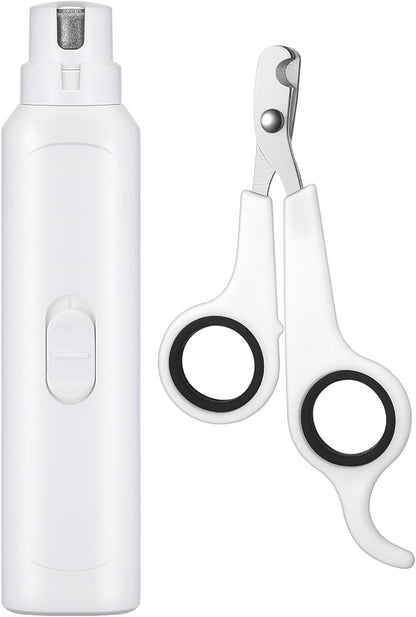 Lasnten 2 Pcs Bird Nail Grinder with Clipper Bird Nail Trimmer File Pet Grooming Tool for Parrot Budgerigars Parakeets Myna Conure Finches Lovebirds(White)