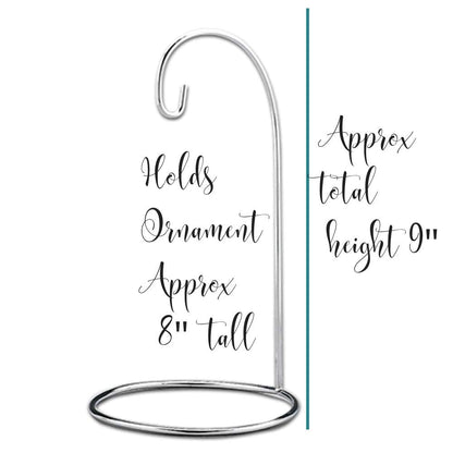 Ornament Display Stand Set of 8 Silver Metal Holders – 9 Inch Decorative Hanger Stands for Christmas Ornaments, Glass Globes, Air Plants, Terrariums, Suncatchers & Keepsakes – Chrome Finish Home Décor