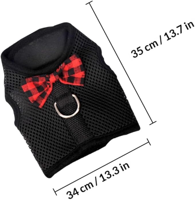 Pet Harness Vest for Small Animals Mesh Chest Strap Breathable No-Pull Dog Harness Black L (Chest 35-40cm) for Rabbits Guinea Pigs Squirrels